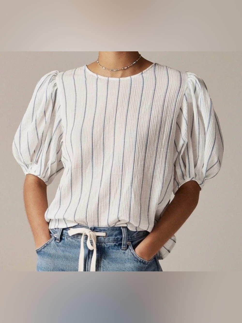 J Crew Puff Sleeve Top, sheer gauze. New with tags.